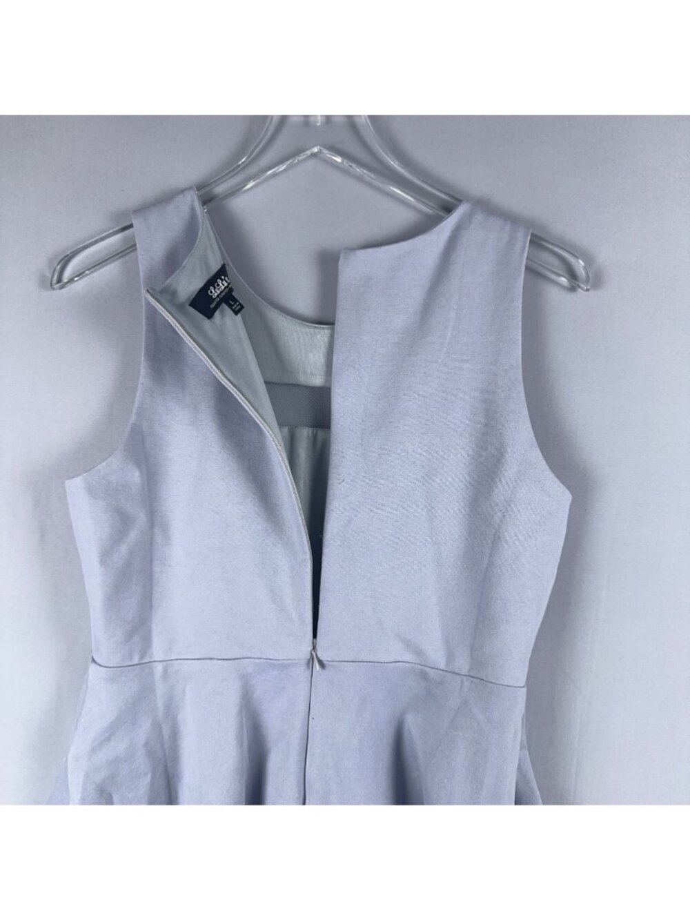 Lulus Sheer Determination Mesh Skater Dress Size Large Mini Fit Flare Light Blue - Picture 9 of 14